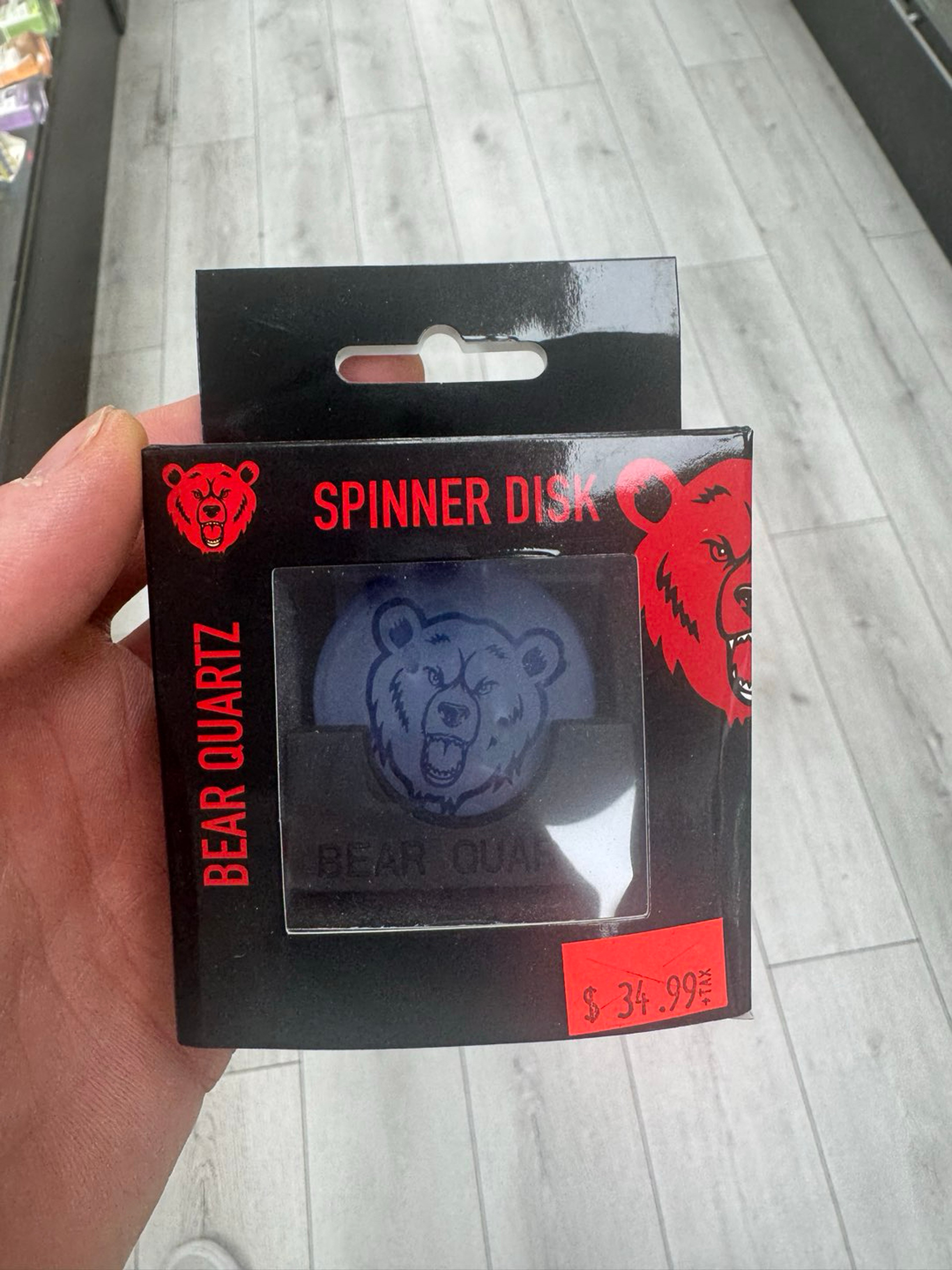 Preview pic of Bear quartz spinner disk v2 blue with 2 pearls and stand set