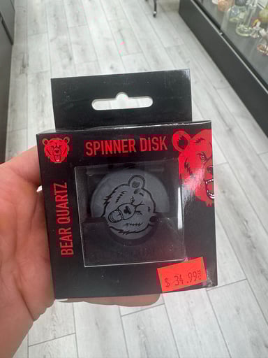 Preview pic of Bear quartz spinner disk v2 black with 2 pearls and stand set