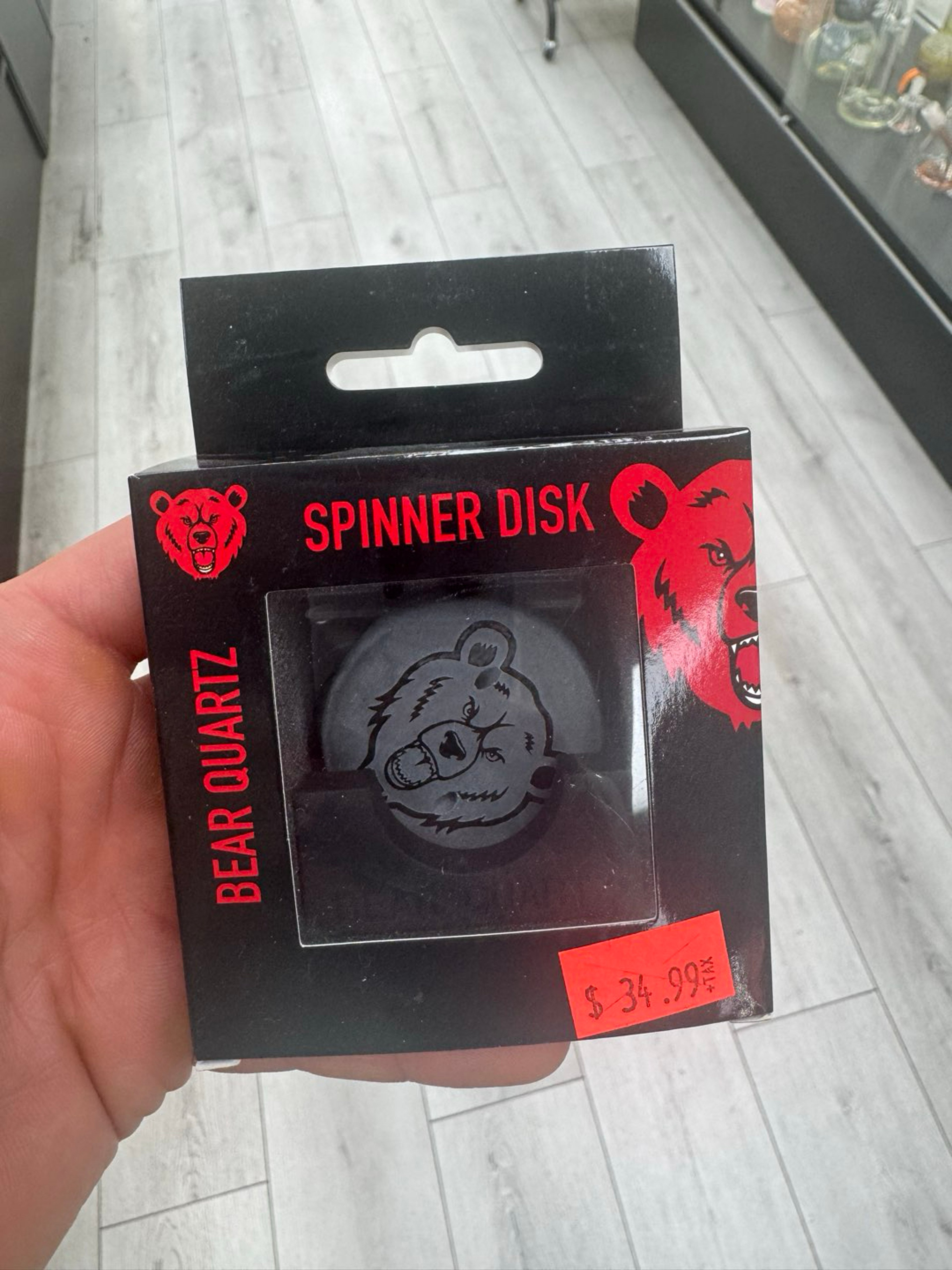 Preview pic of Bear quartz spinner disk v2 black with 2 pearls and stand set