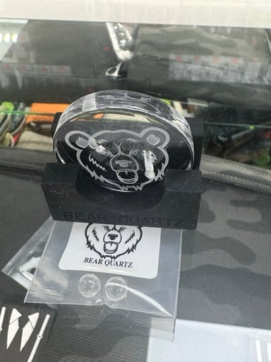 Preview pic of Bear quartz spinner disk clear with 2 pearls and stand set
