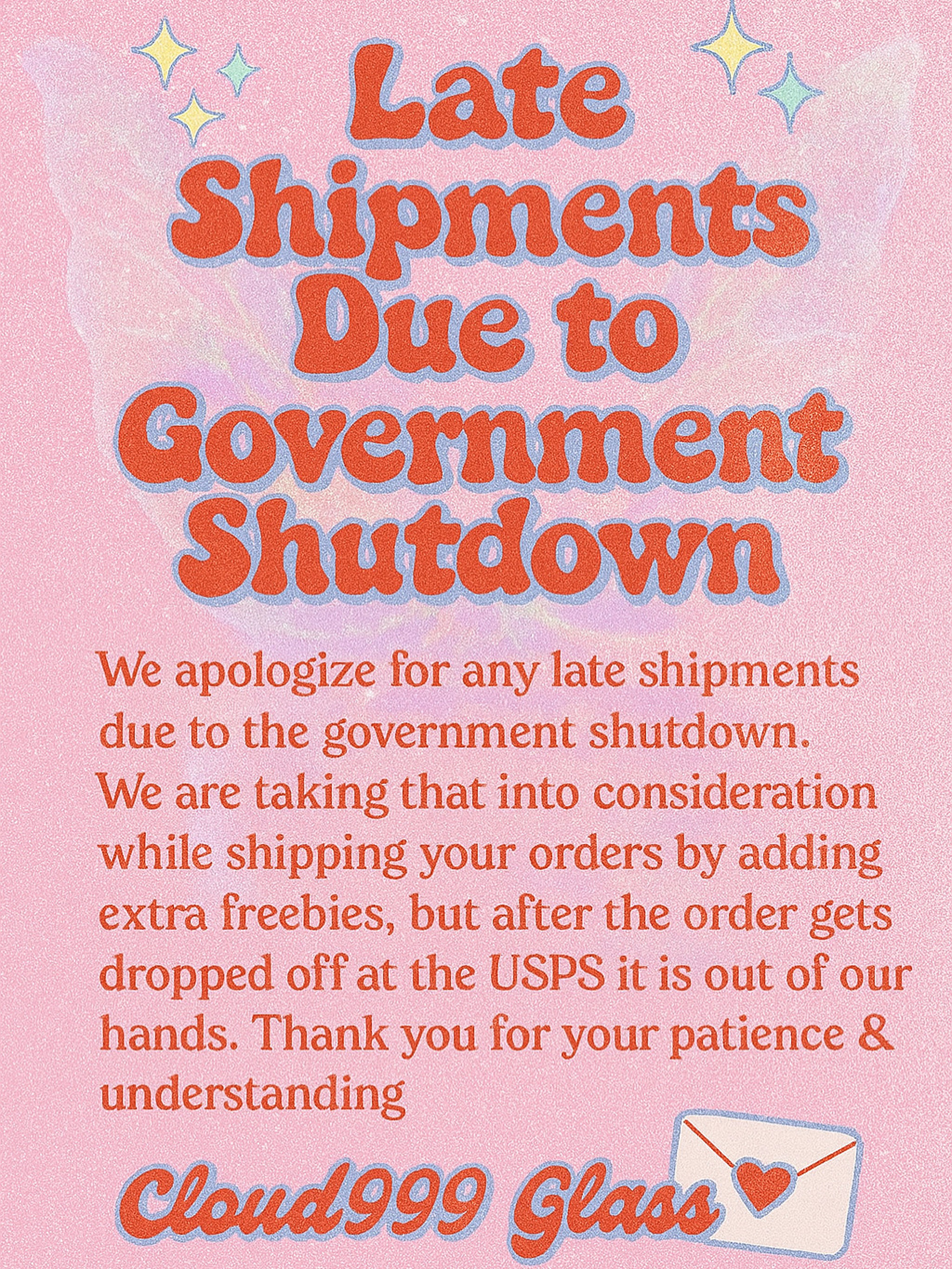Preview pic of PSA 🧚🏻‍♀️ Shipment Delays 📦💌