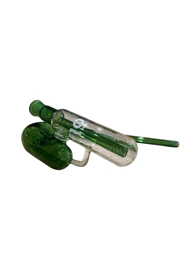 Preview pic of FLO Ashcatcher with downstem attached - Green (white label)