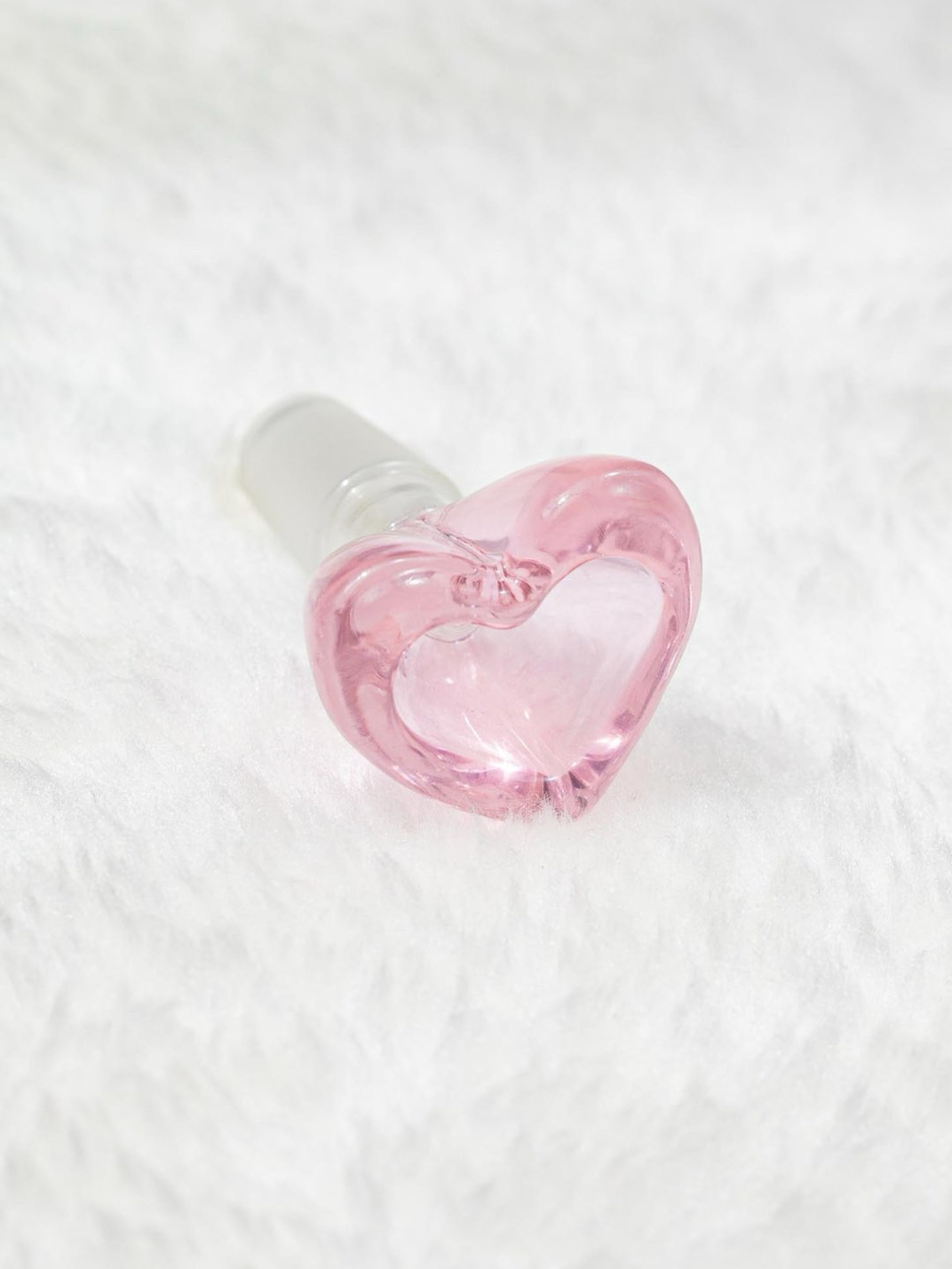 Transparent Light Pink Heart-Shaped 💗 Slide/Bowl 14mm Male Joint image 0