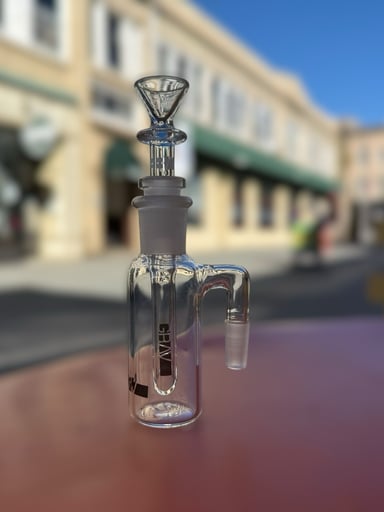 Preview pic of Grav Labs 10mm 90 degree Ashcatcher w/ Removable Downstem & Funnel Slide - Black Label