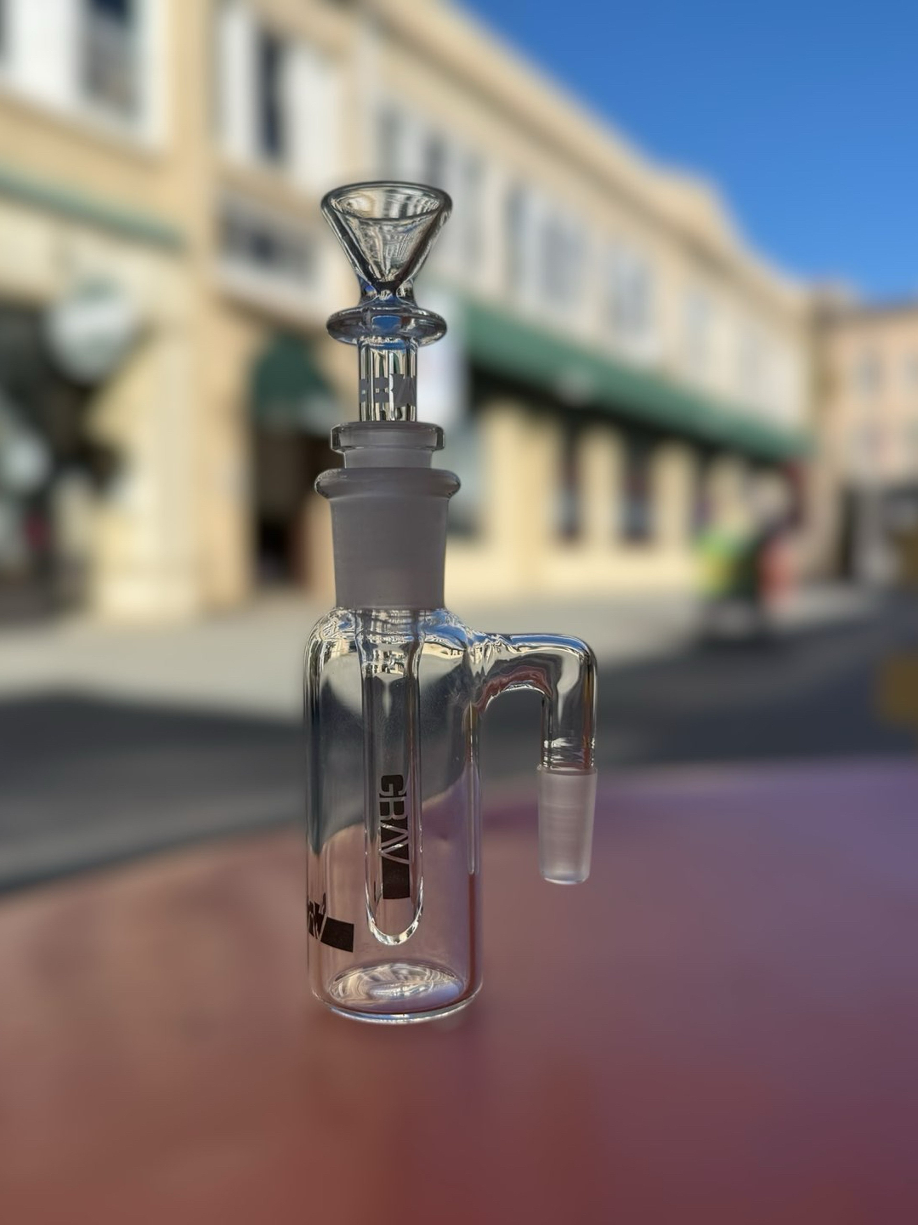 Preview pic of Grav Labs 10mm 90 degree Ashcatcher w/ Removable Downstem & Funnel Slide - Black Label