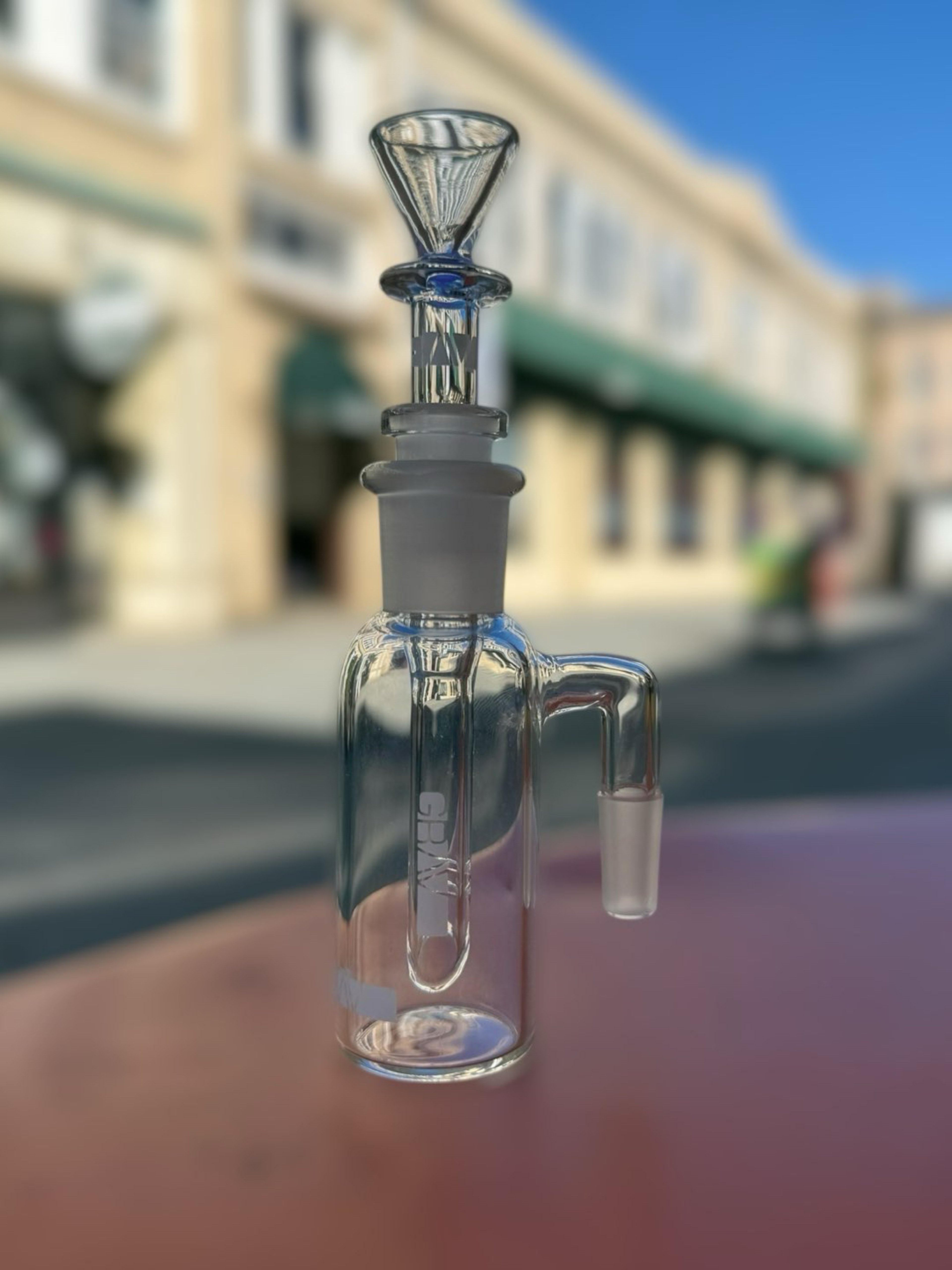 Preview pic of Grav Labs 90degree 10mm Ashcatcher w/ removable Downstem & funnel bowl -White Label
