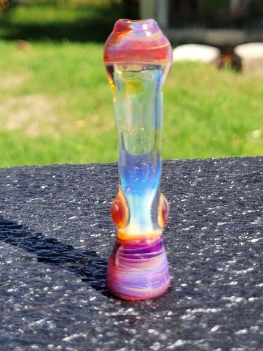 Preview pic of Silver fumed chillum amber purple accents 2