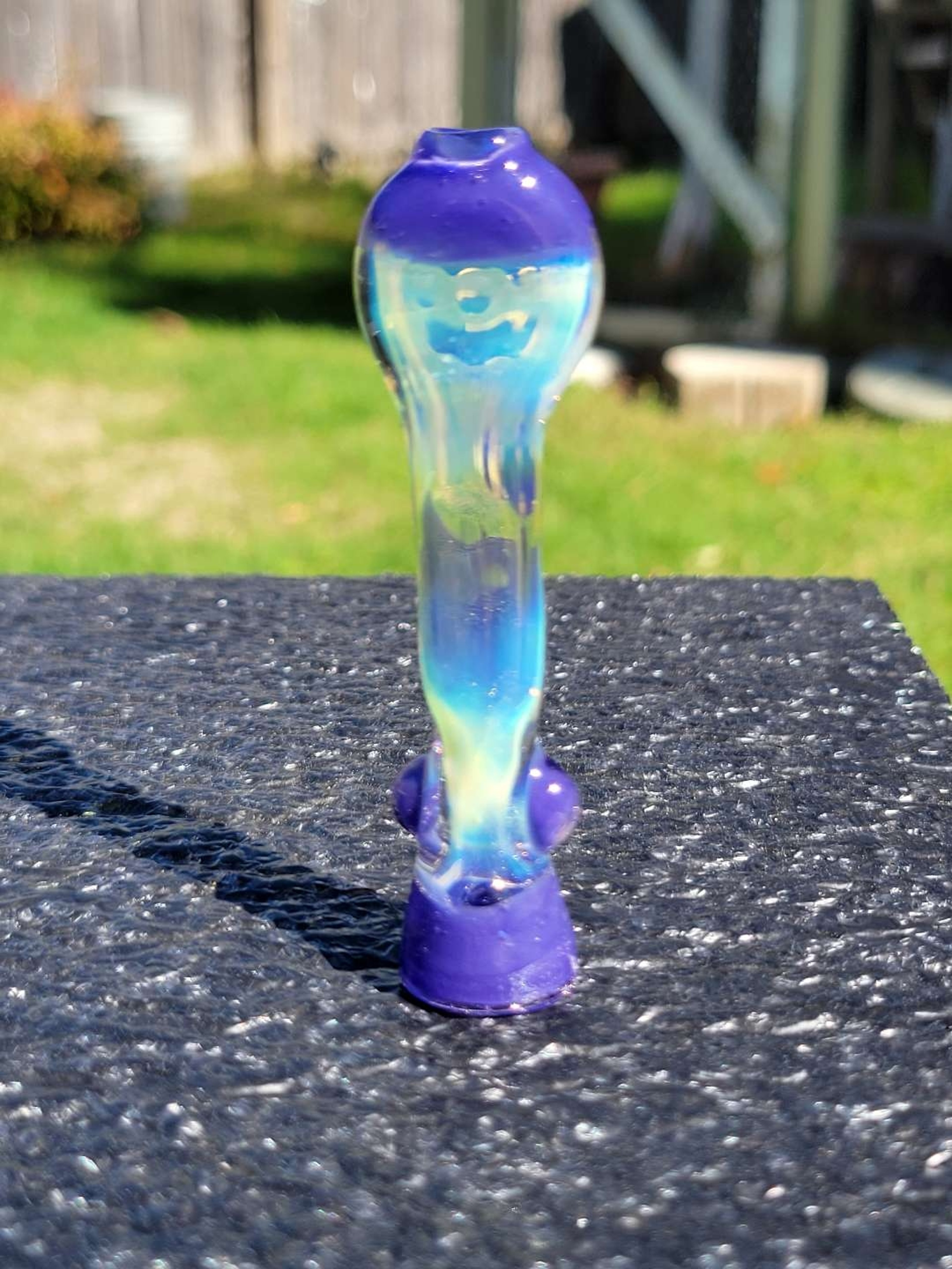Preview pic of Fumed chillum with purple urple accents