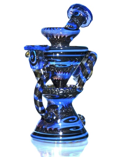 Preview pic of Capt’n Cronic - Fully-worked Faceted Two & Through Double-uptake Floating Recycler - Full Electrum/Neptune Linework - 10mm Female