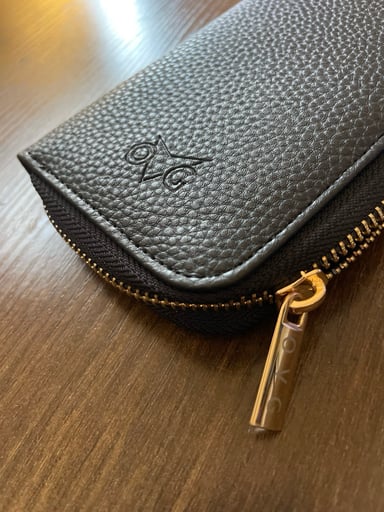 Preview pic of Silicone Lined Leather Zipper Pouch
