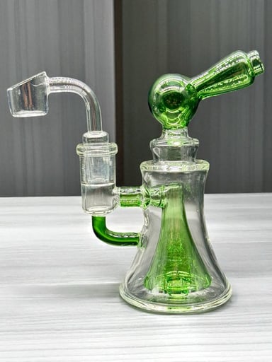 Preview pic of Green Clear Dab Rig Water Pipe – 6” with 14mm Quartz Banger