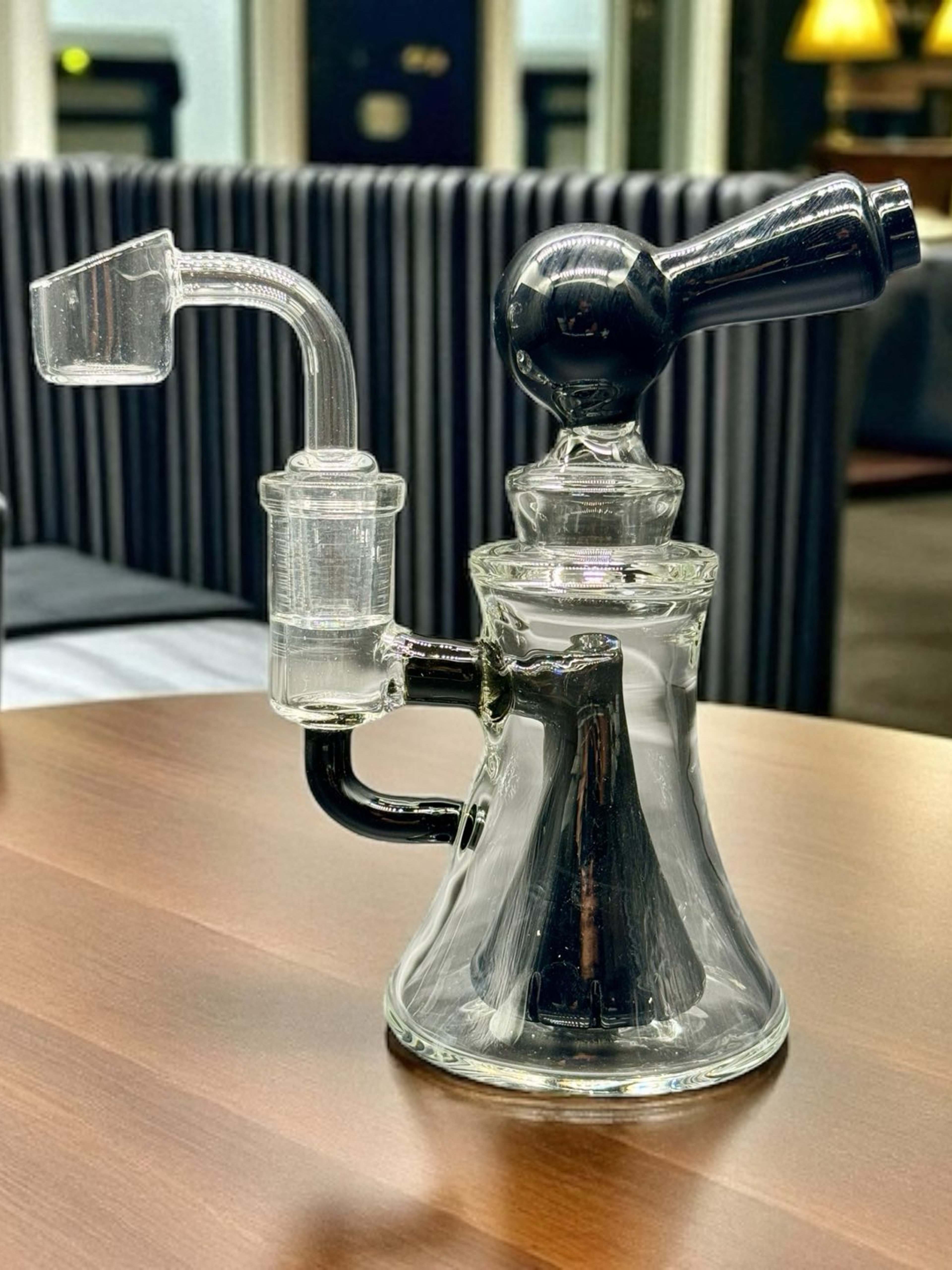 Black Clear Dab Rig Water Pipe – 6” with 14mm Quartz Banger image 0