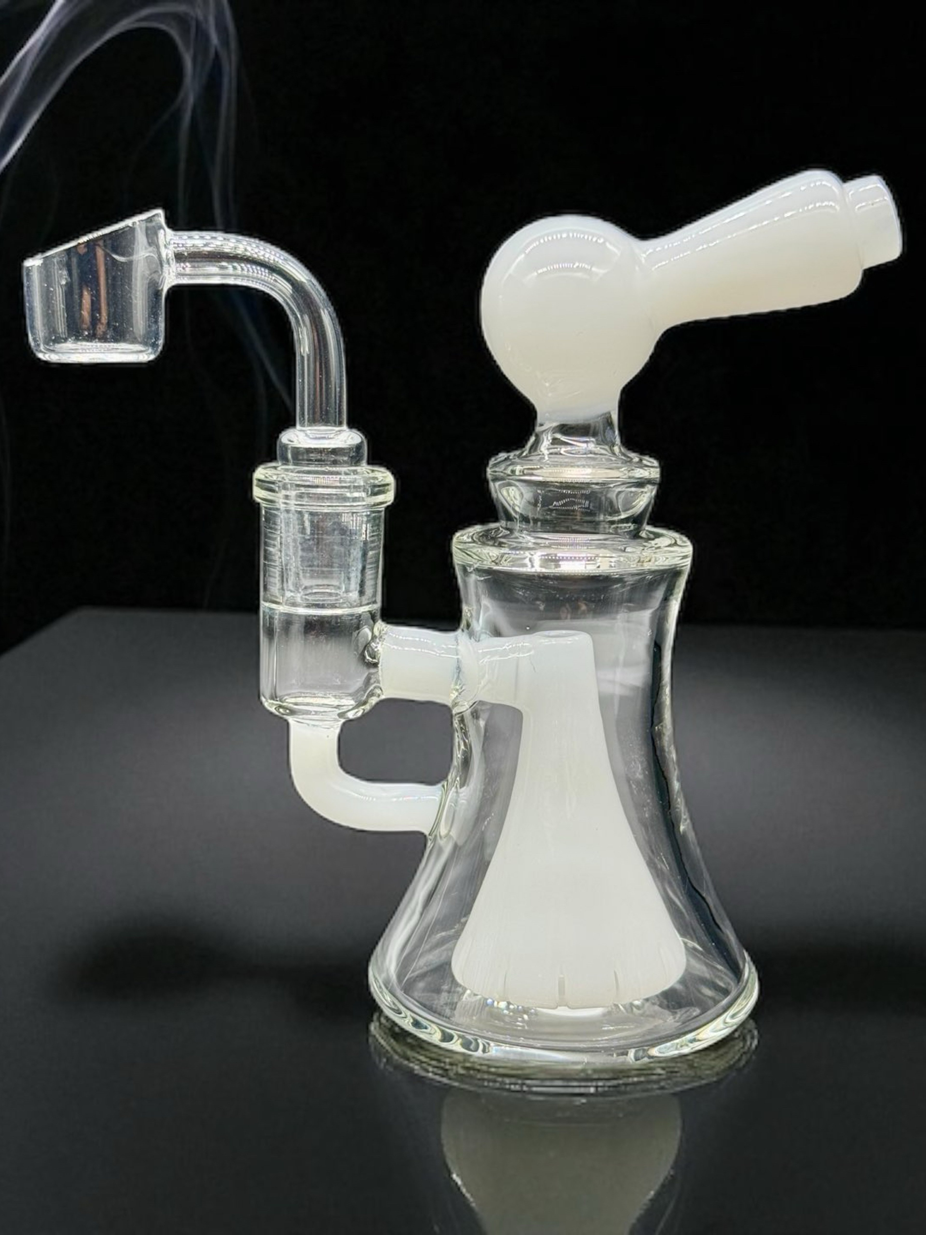 White Clear Dab Rig Water Pipe – 6” with 14mm Quartz Banger image 0