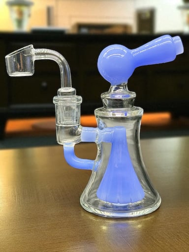 Preview pic of Blue Clear Dab Rig Water Pipe – 6” with 14mm Quartz Banger