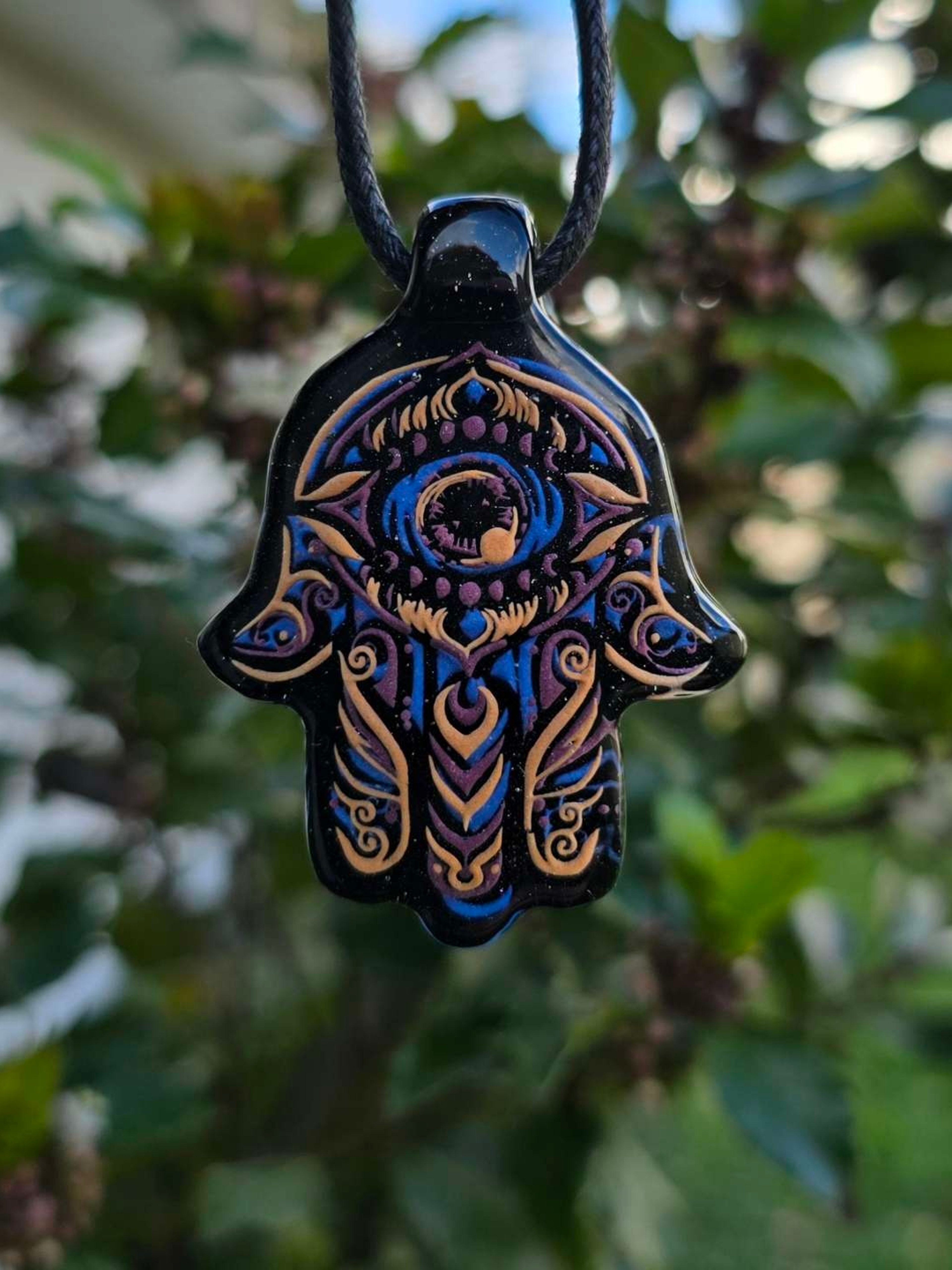 Preview pic of Hamsa Hand Layered Glow Pendant