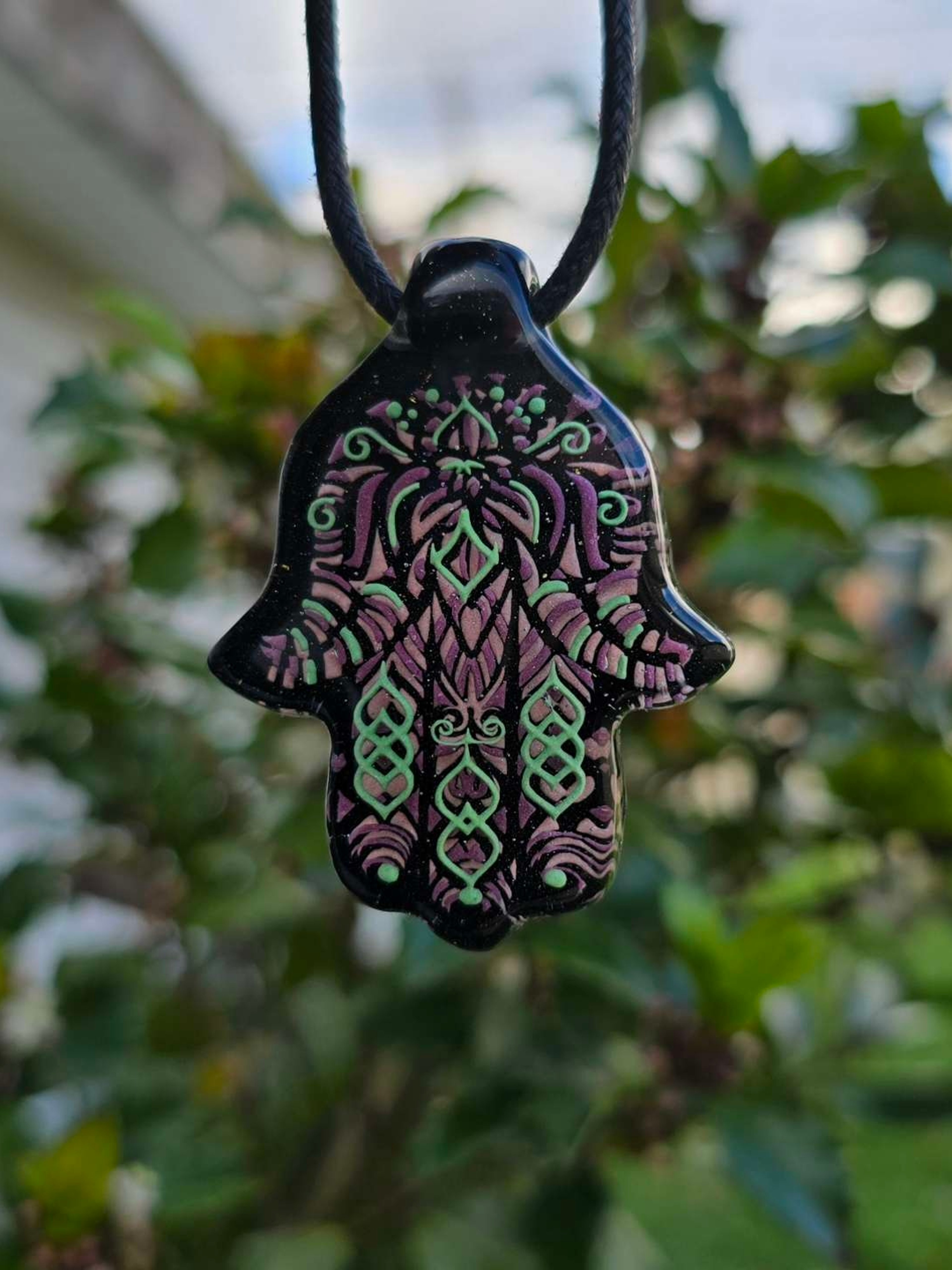 Preview pic of Hamsa Hand Layered Glow Pendant
