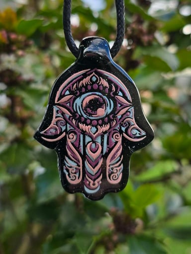 Preview pic of Hamsa Hand Layered Glow Pendant