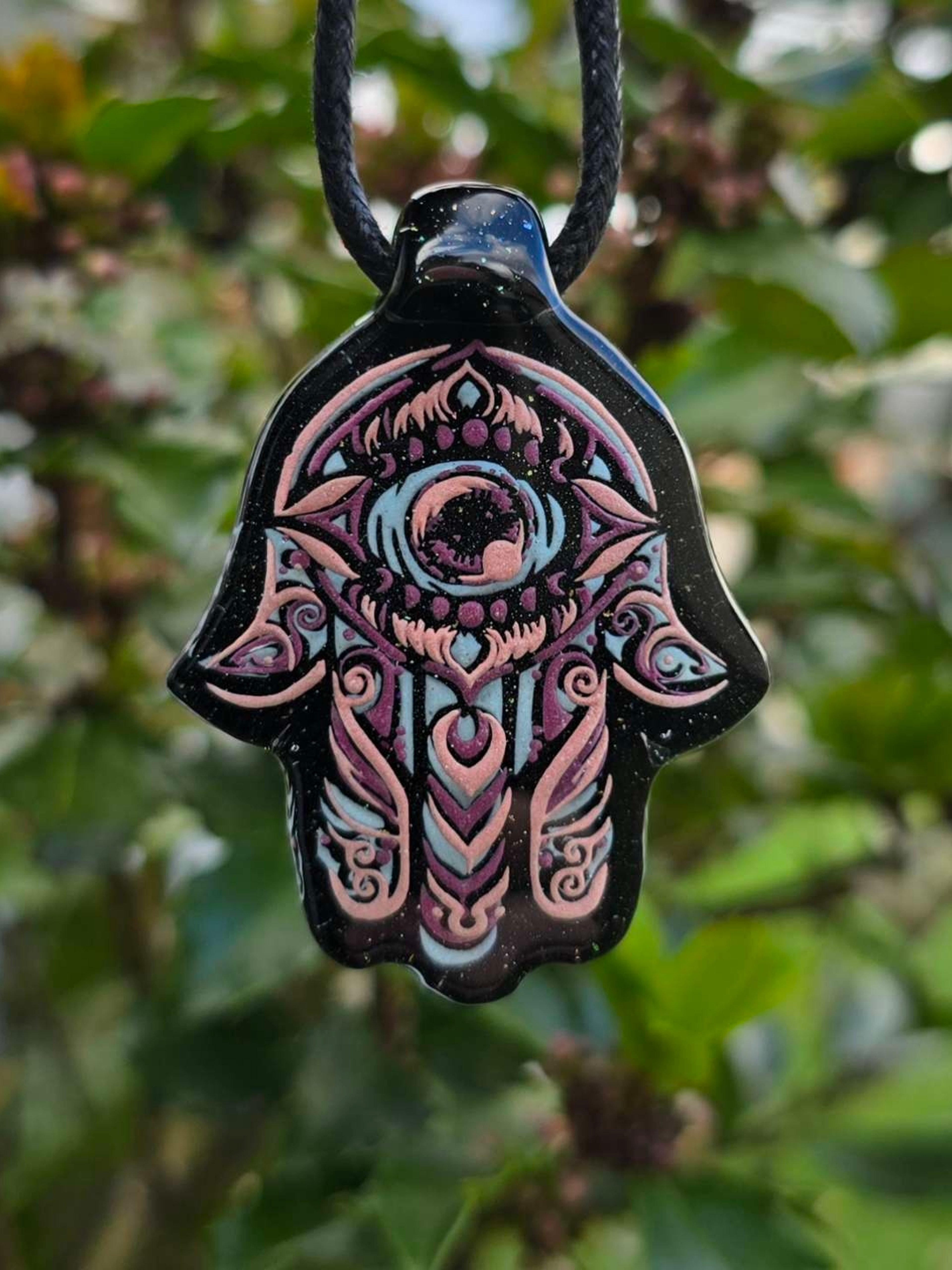 Preview pic of Hamsa Hand Layered Glow Pendant