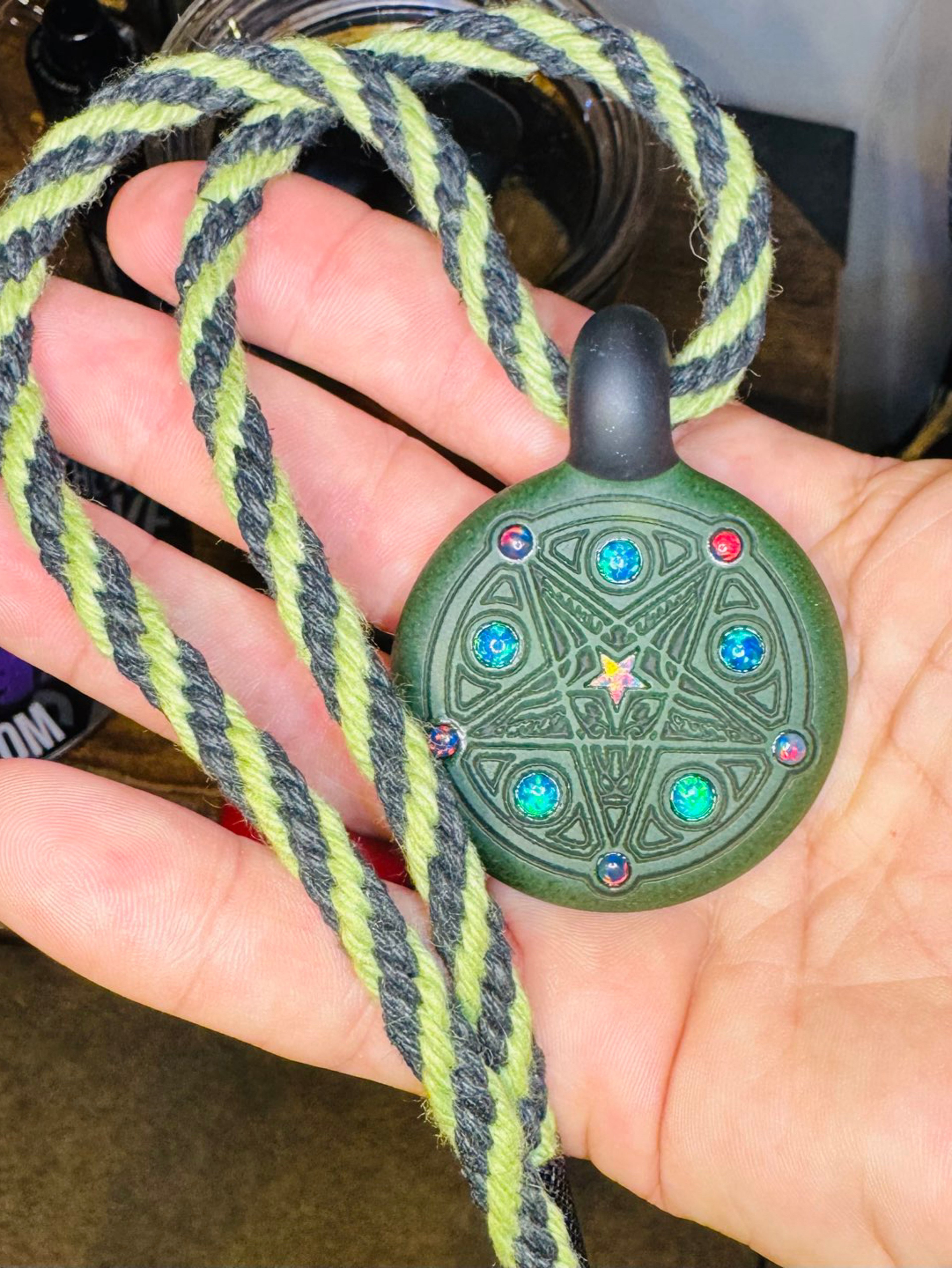 Preview pic of RARE* Full custom UV DWRECK 11x opal deep carved and sandblasted pendant