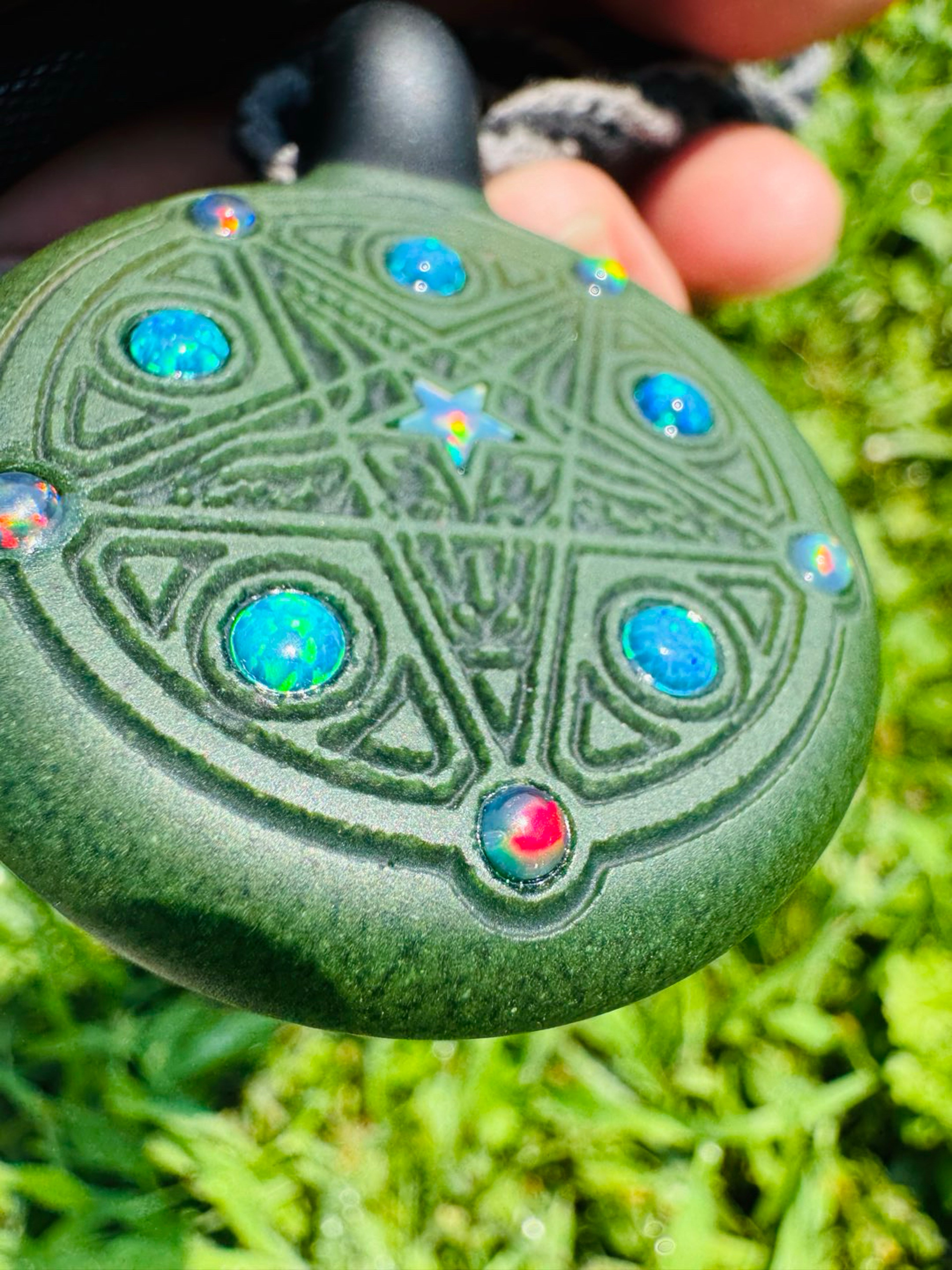 Preview pic of RARE* Full custom UV DWRECK 11x opal deep carved and sandblasted pendant