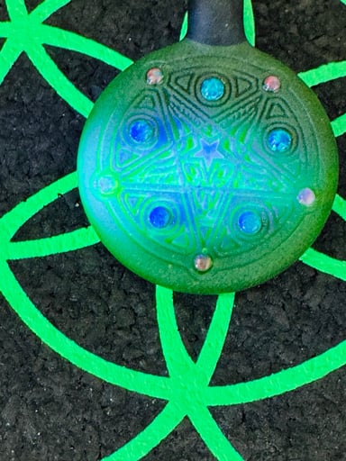 Preview pic of RARE* Full custom UV DWRECK 11x opal deep carved and sandblasted pendant