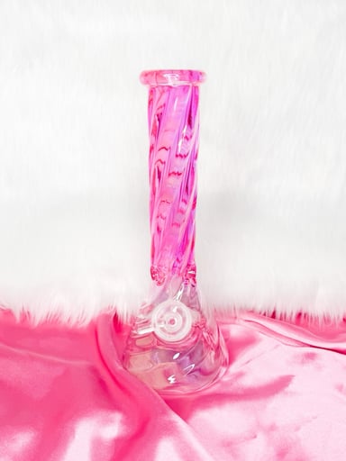 Preview pic of Pink Iridescent Swirl 10 Inch Beaker Bong