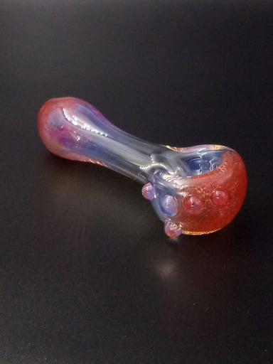 Preview pic of Color changing fumed Spoon, Rust frit with lenses