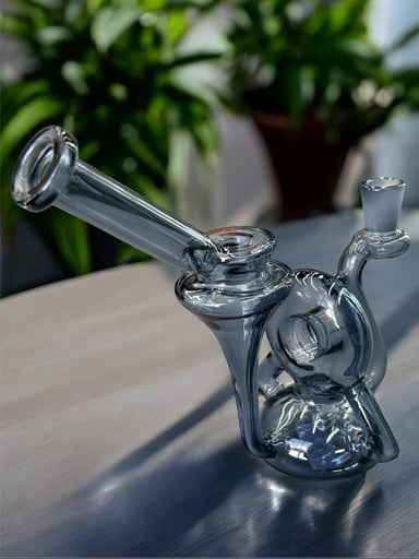 Preview pic of (Style 2) Navy Blue 🫐 Recycler Bong w/ 6-Slit Perc