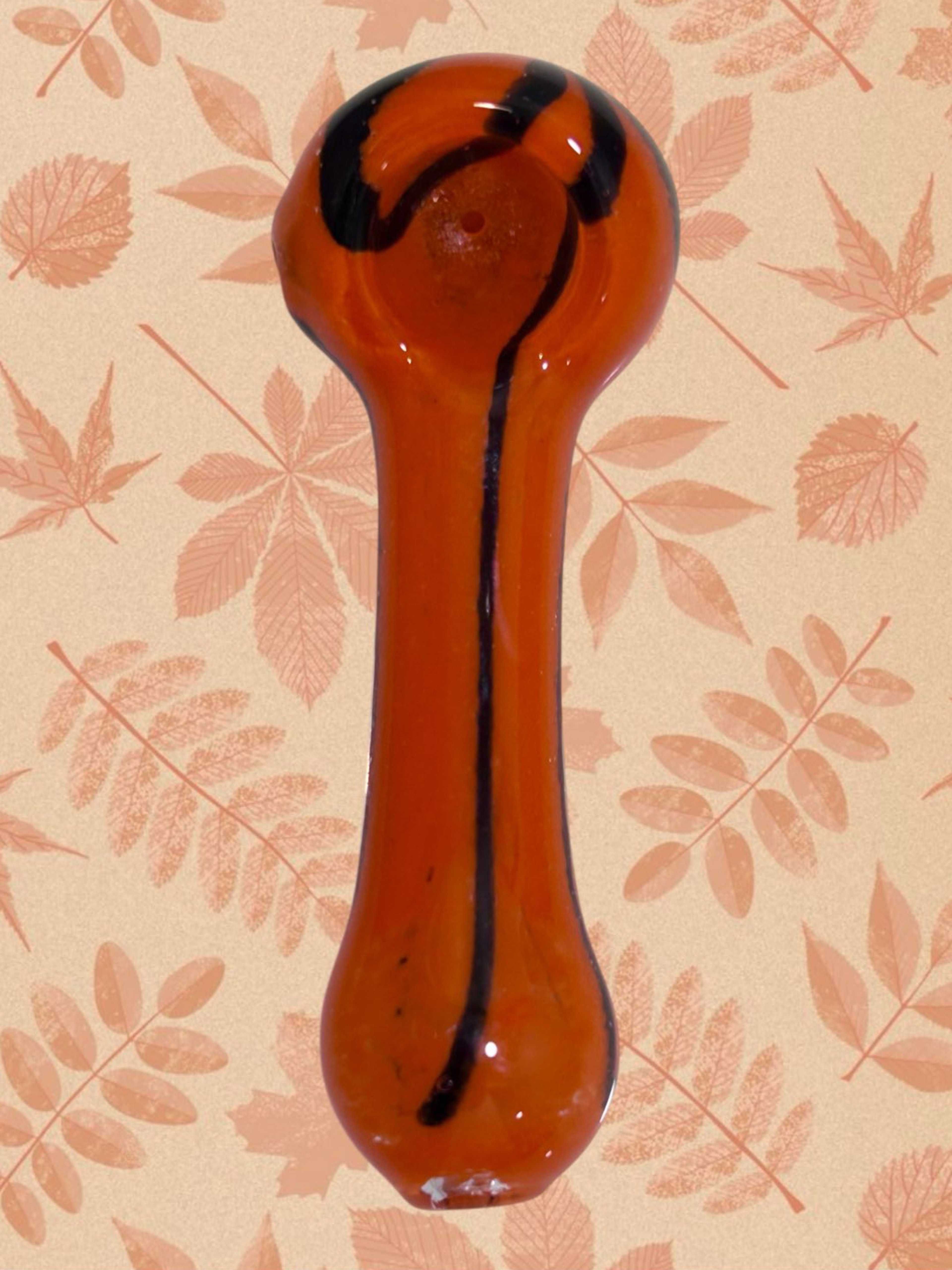 Preview pic of 5" Orange Tiger 🐅 Hand Pipe w/ Black Stripes & Swirls