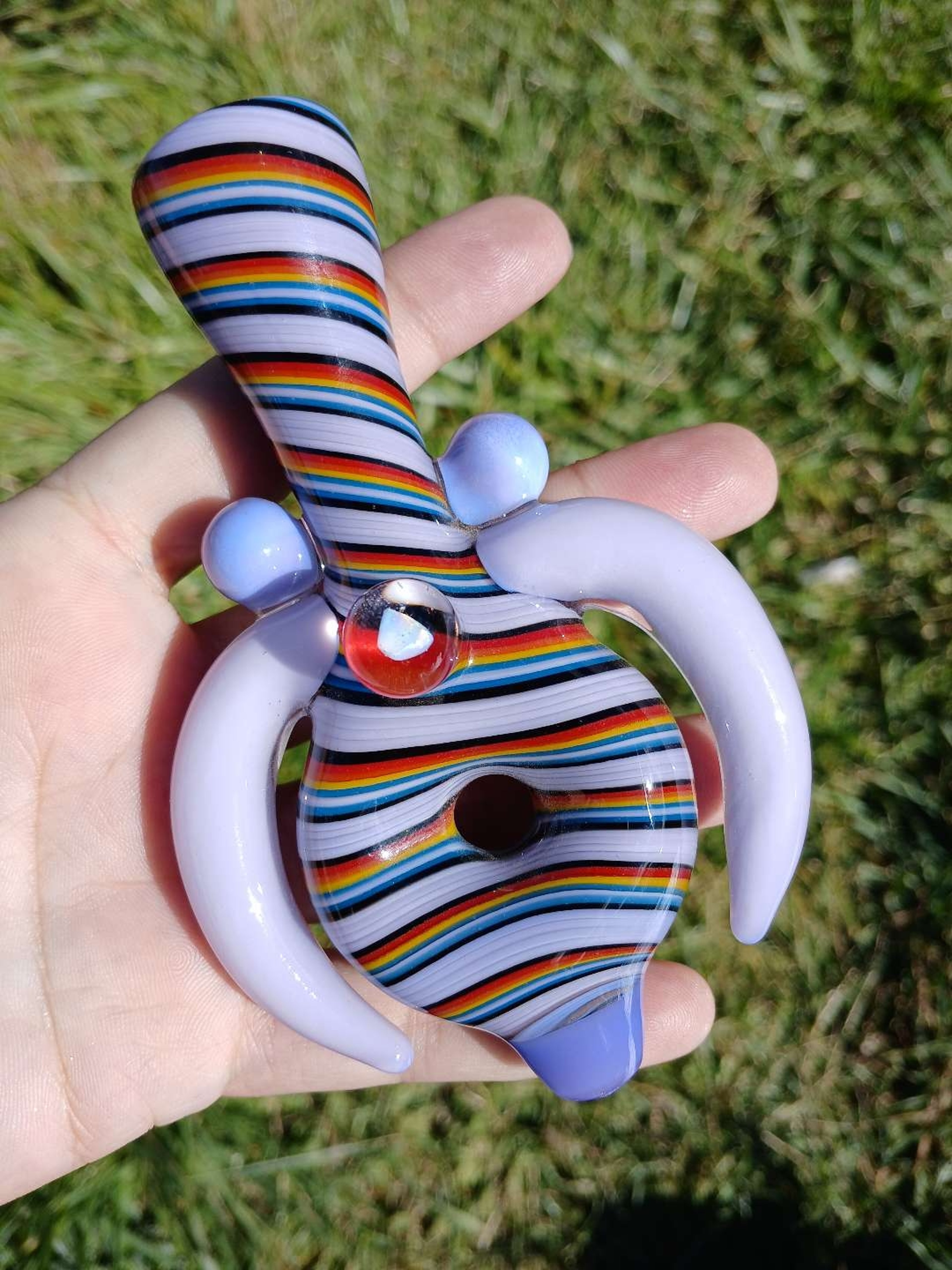 Purple horn with opal chillum image 0