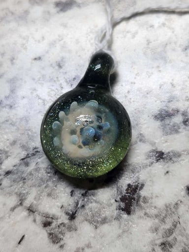 Preview pic of Silver fume dot implosion pendant
