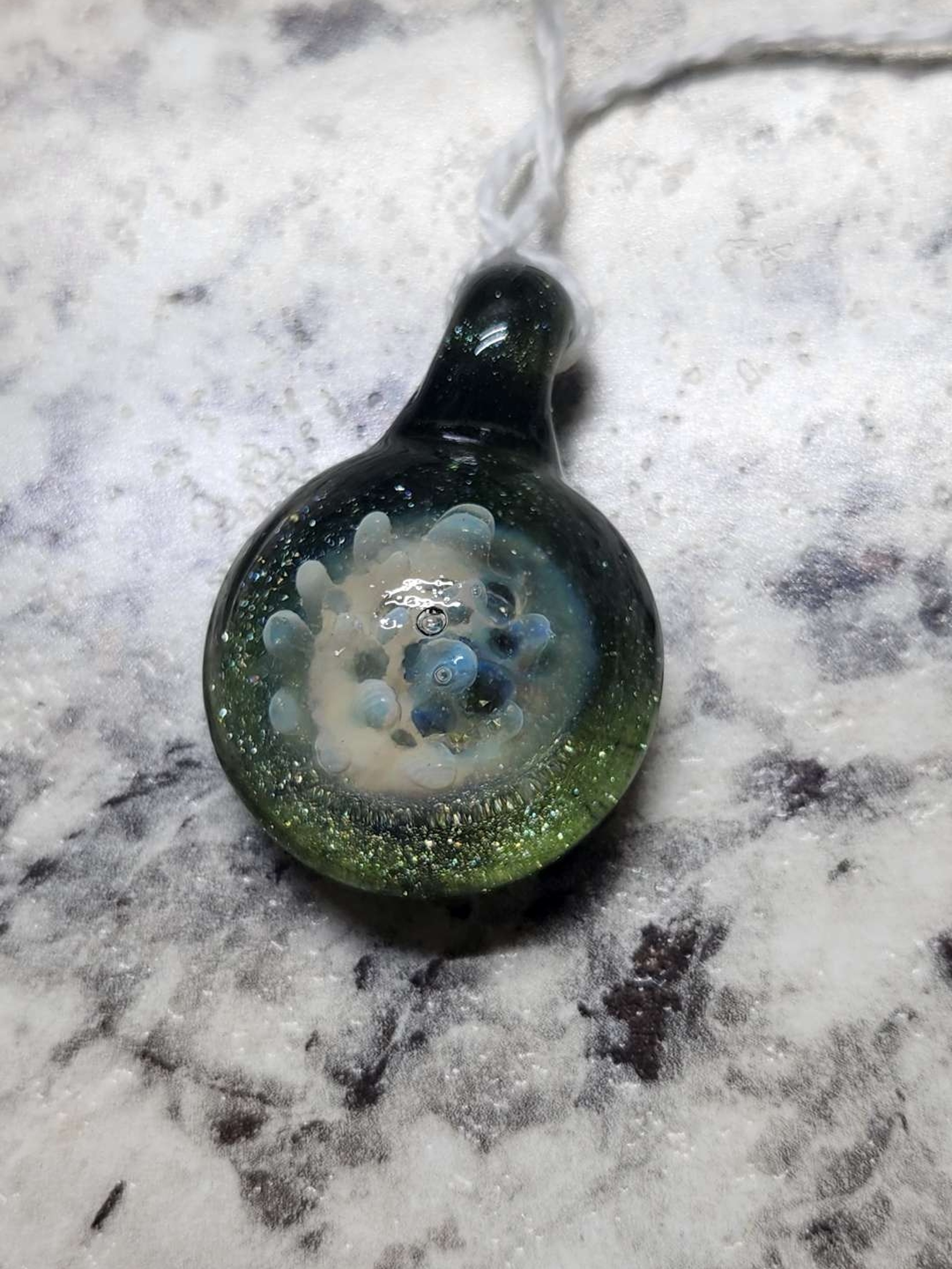 Silver fume dot implosion pendant image 0