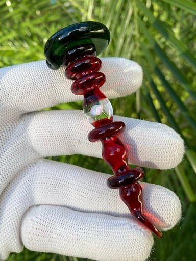 Preview pic of LilyPad Dabber - Pomegranate & Green Stardust w/ Opal Accent