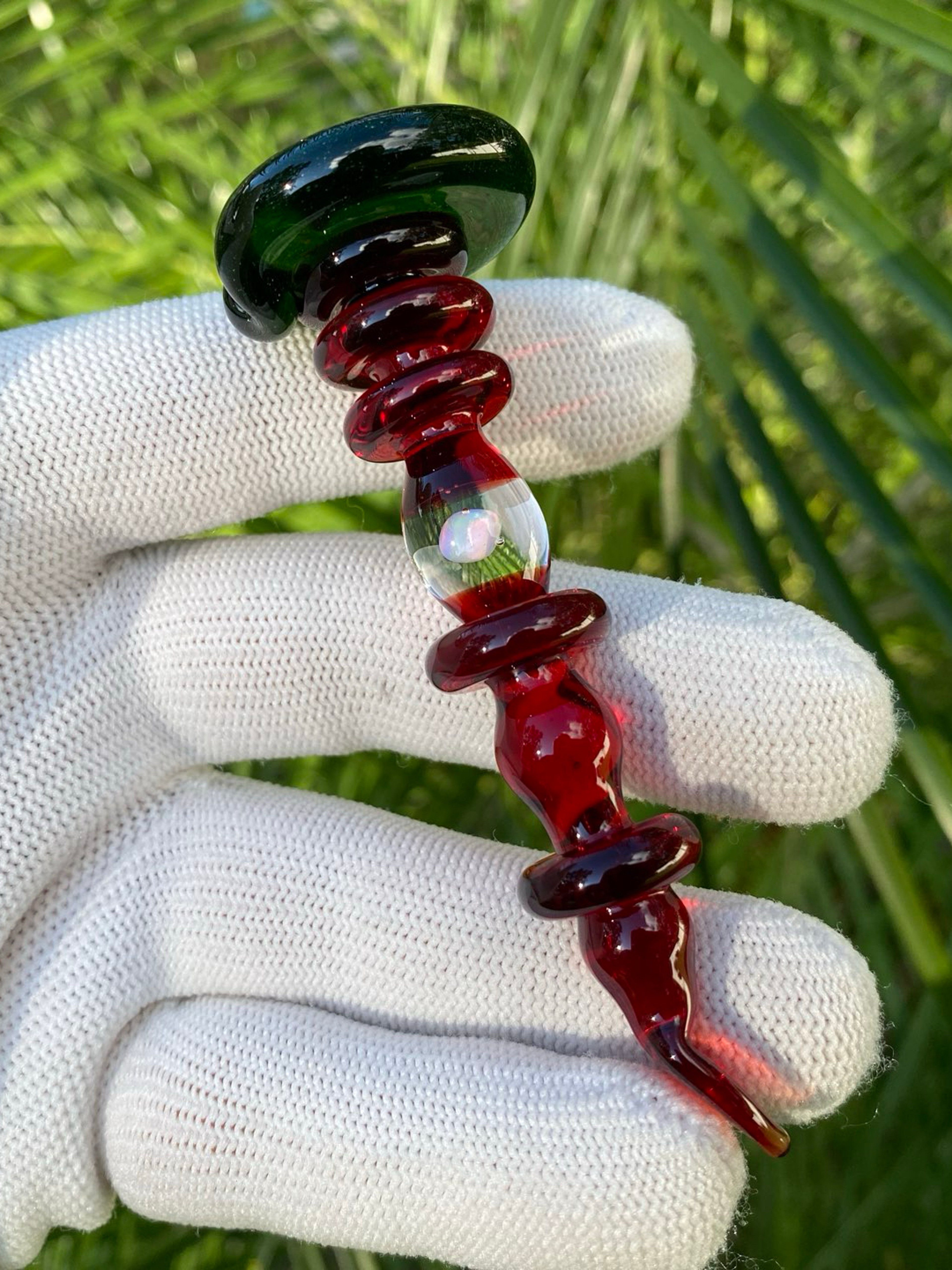 LilyPad Dabber - Pomegranate & Green Stardust w/ Opal Accent image 0