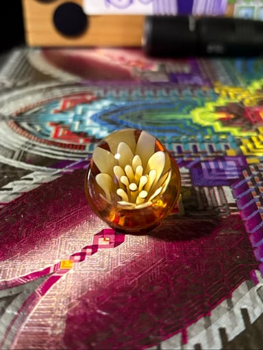 Preview pic of 🧡🪷 Amber Lotus Flower Flat Cap 🪷🧡