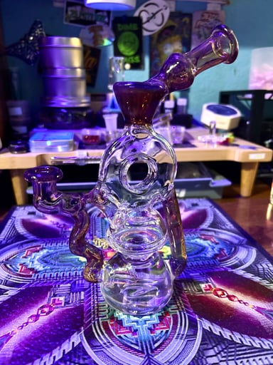 Preview pic of Derail Glass 🍩 Chocolate Opal Bloop-Cycler w/ Donut 🍩