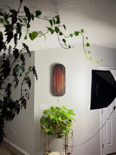 Preview pic of Glass and wood light art piece