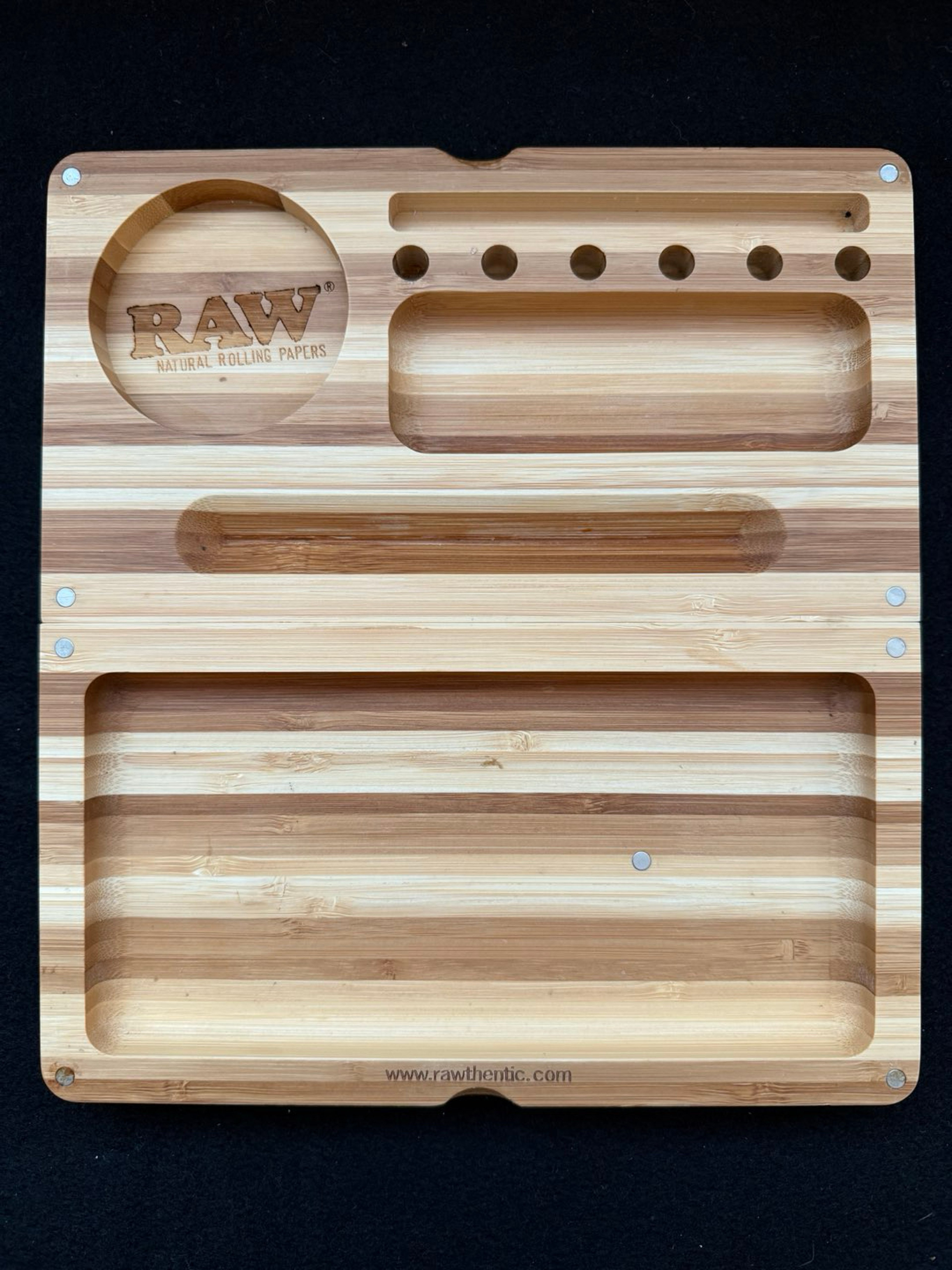 Preview pic of RAW striped bamboo magnetic rolling tray