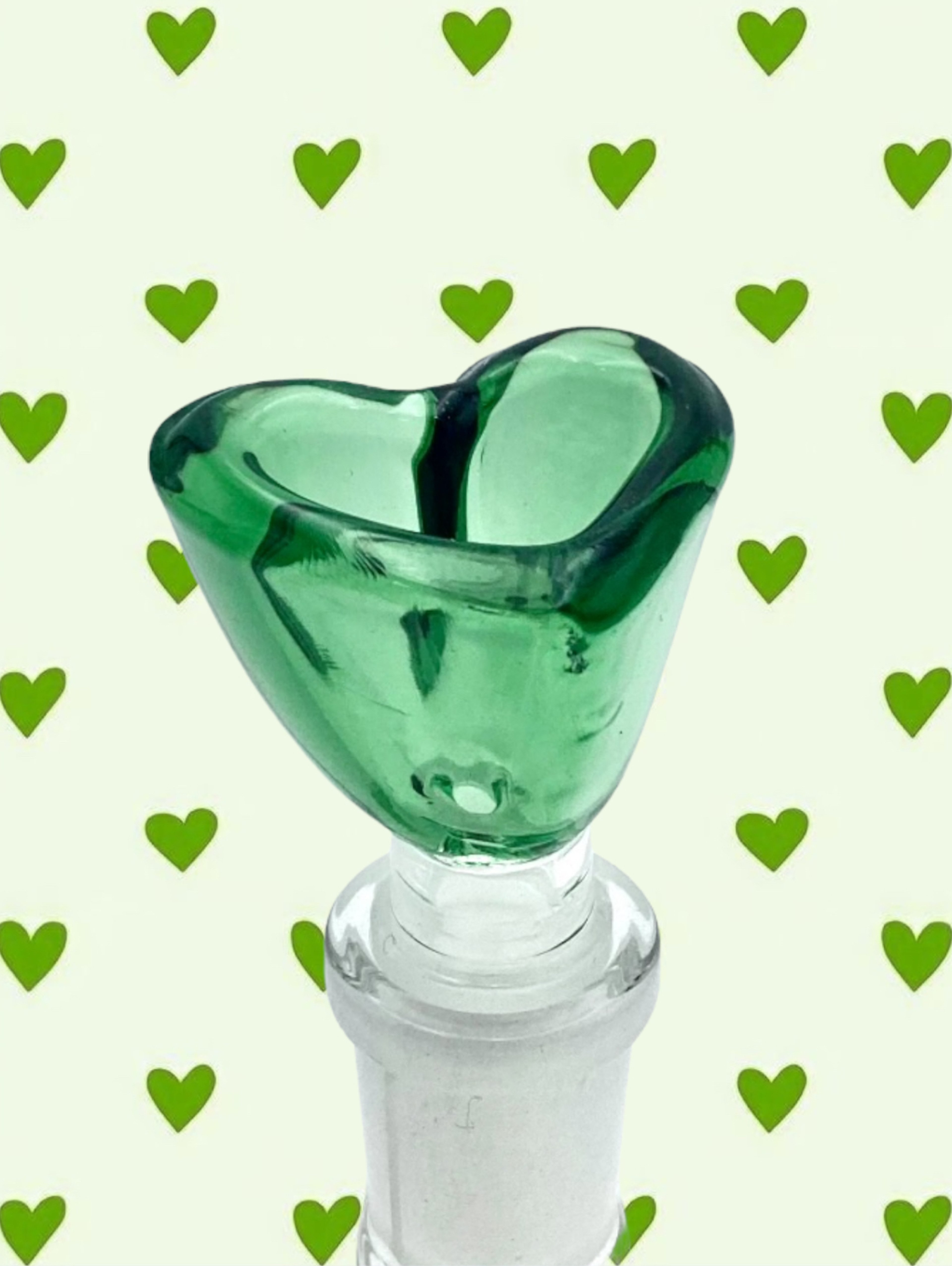 Preview pic of Green 💚 Heart-Shaped Bowl 14mm Male Joint