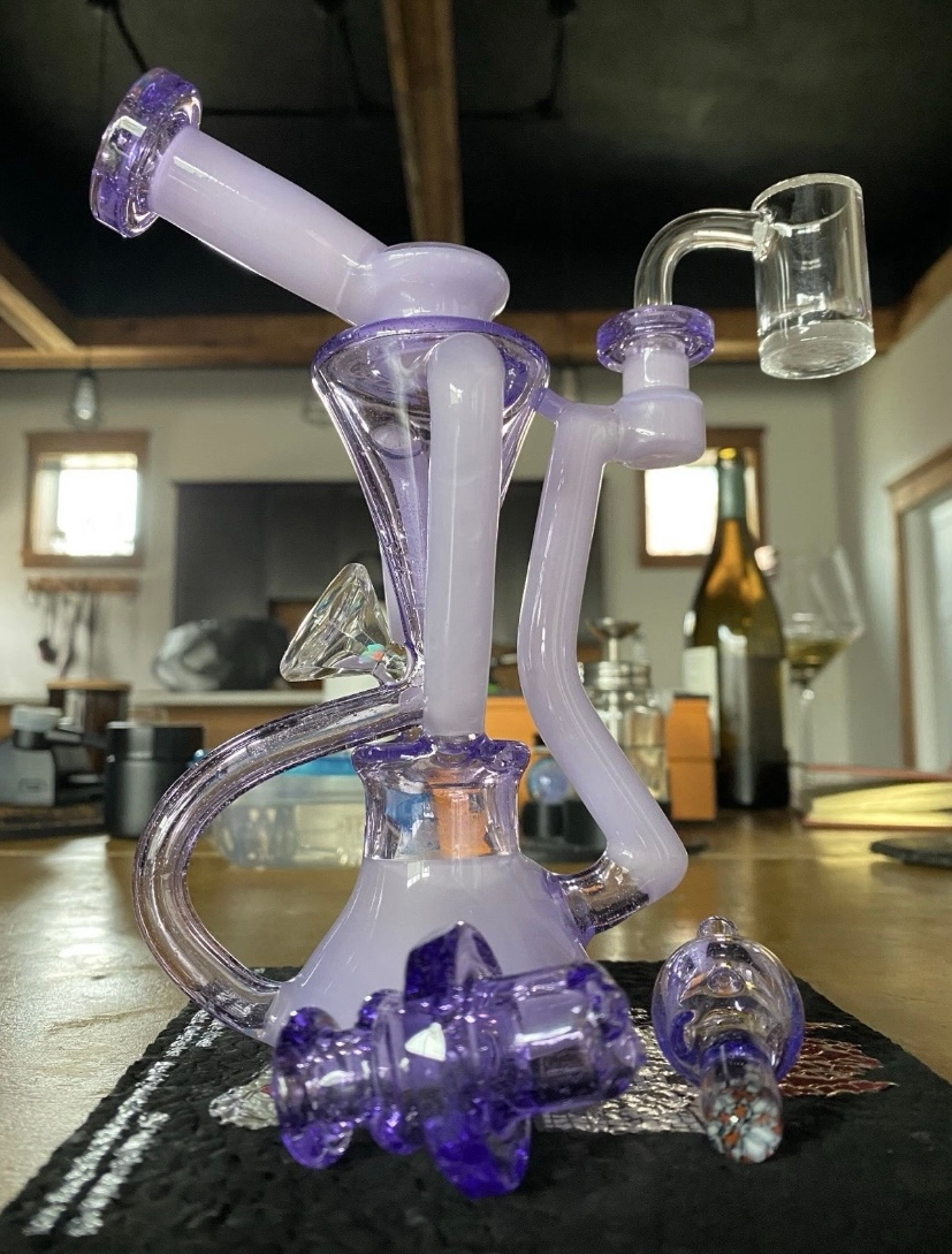 Preview pic of Kadabra Glass: Dual Uptake Recycler with 2 Matching Caps | Banger not included