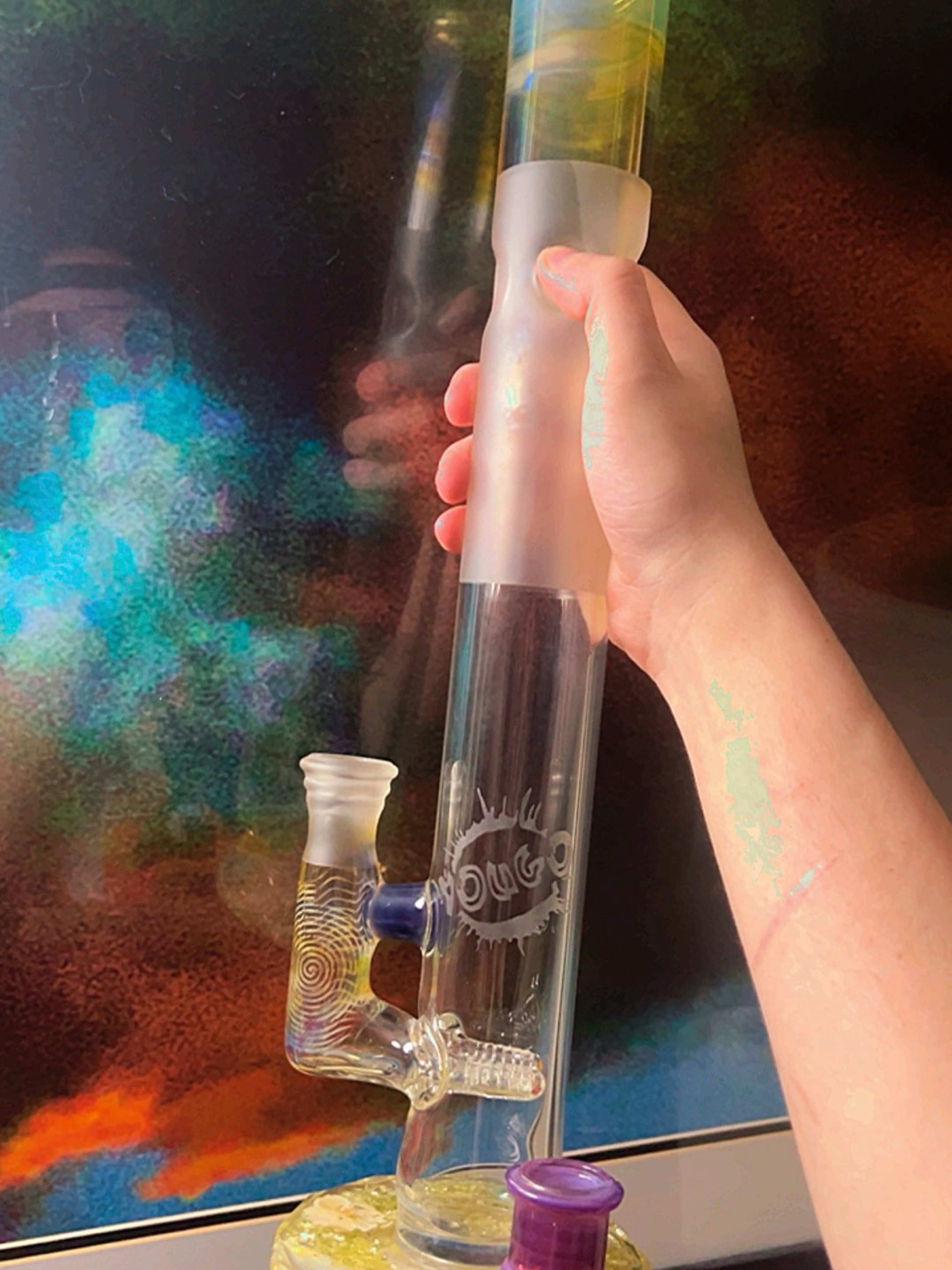 Preview pic of YouGo Boro PA w/ Faceted Flower Epoxy Base & Ashme Slide Holder