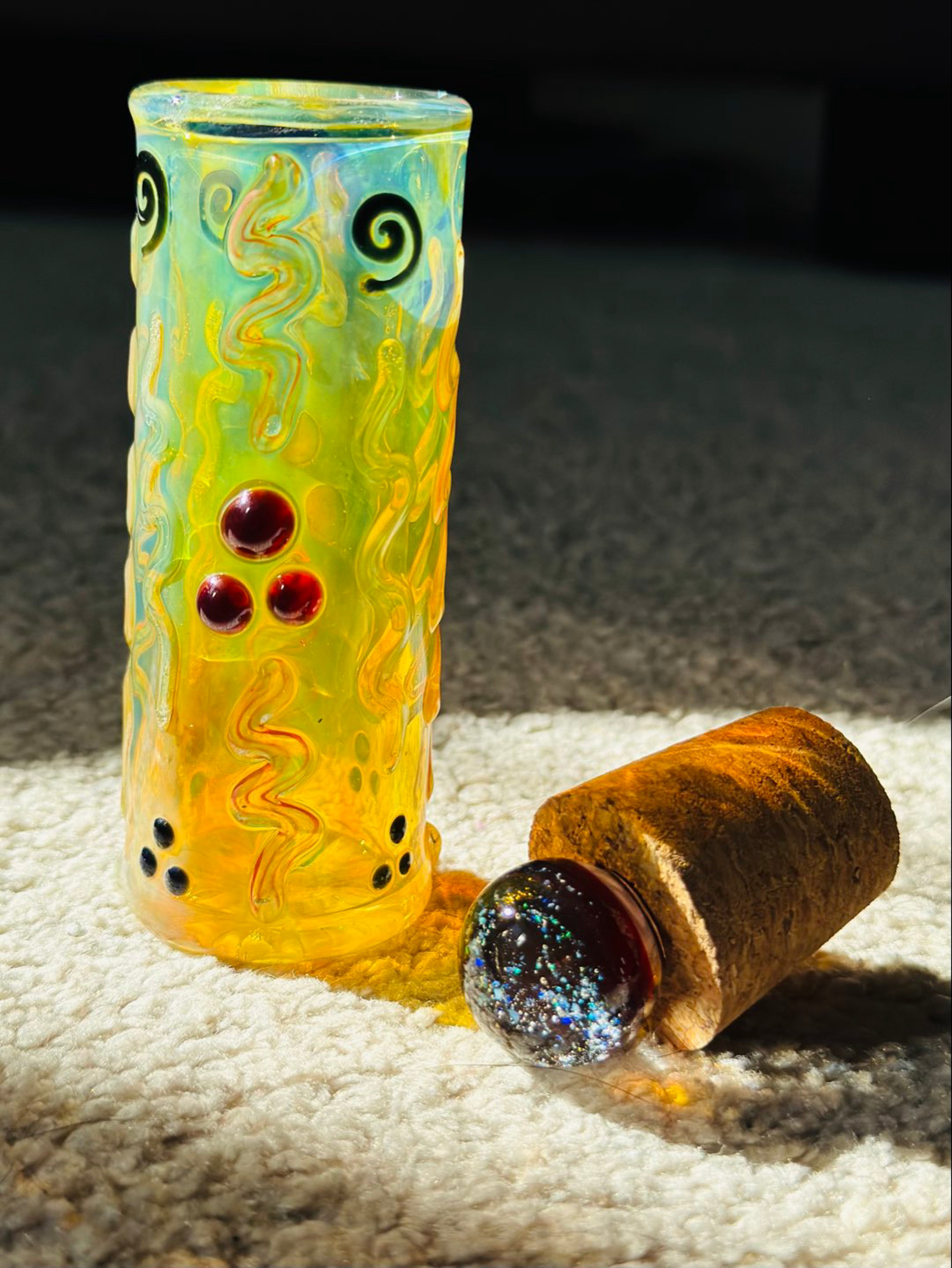 Preview pic of HEAVY FUME/ACCENTED/OPAL CORK TOP STASH JAR !!