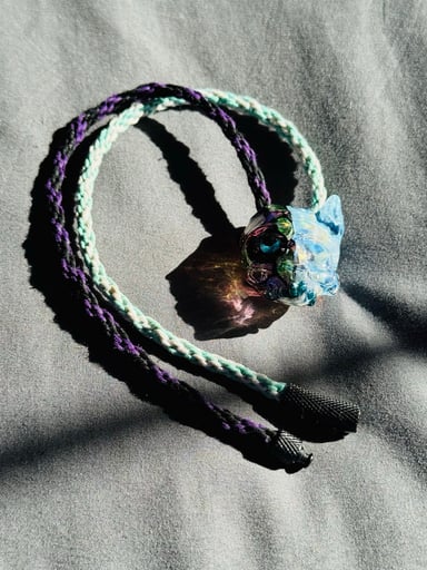 Preview pic of RARE* 🔥WARWICK GLASS 🔥CRESCENT opal eye full UV skull pendant !!🔥