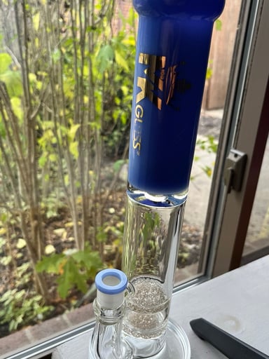 Preview pic of 14 inch 14 mm Straight Tube MK Glass Double Honeycmb Perc Bong