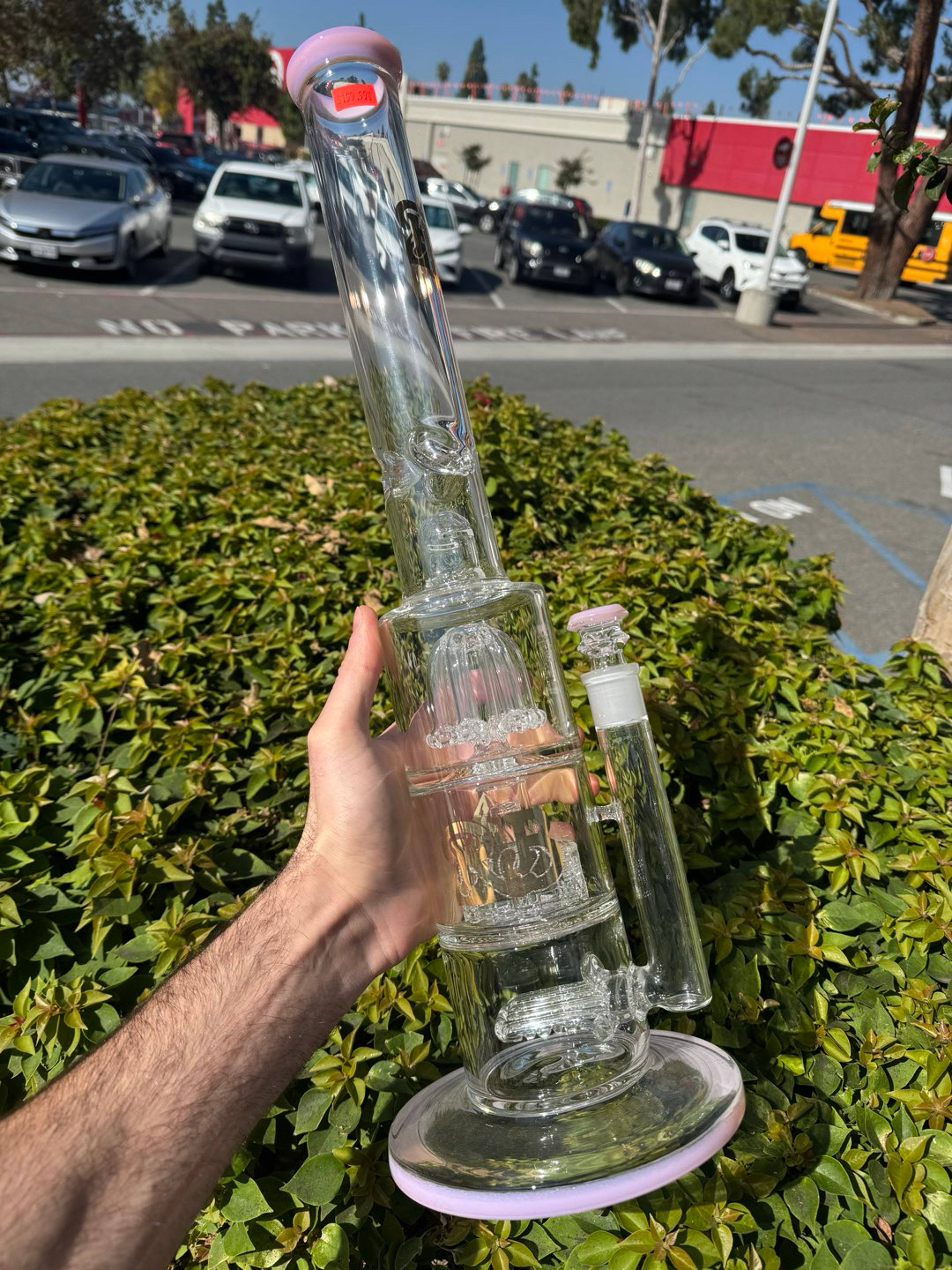 RB 21” tube 3 percs 1 splash guard 6.5” wide base pink image 0