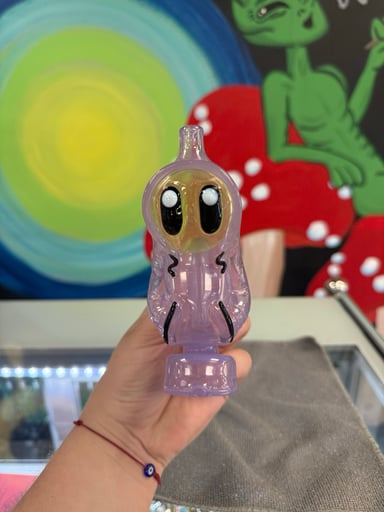 Preview pic of purple people, eater, hoodlum, and carb cap set Puffco attachment by Porter glass