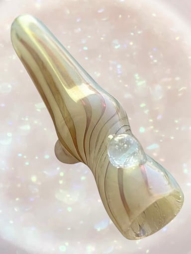 Preview pic of Creamy Aura Coated Opalescent Swirled 💫 Chillum w Marble Accents