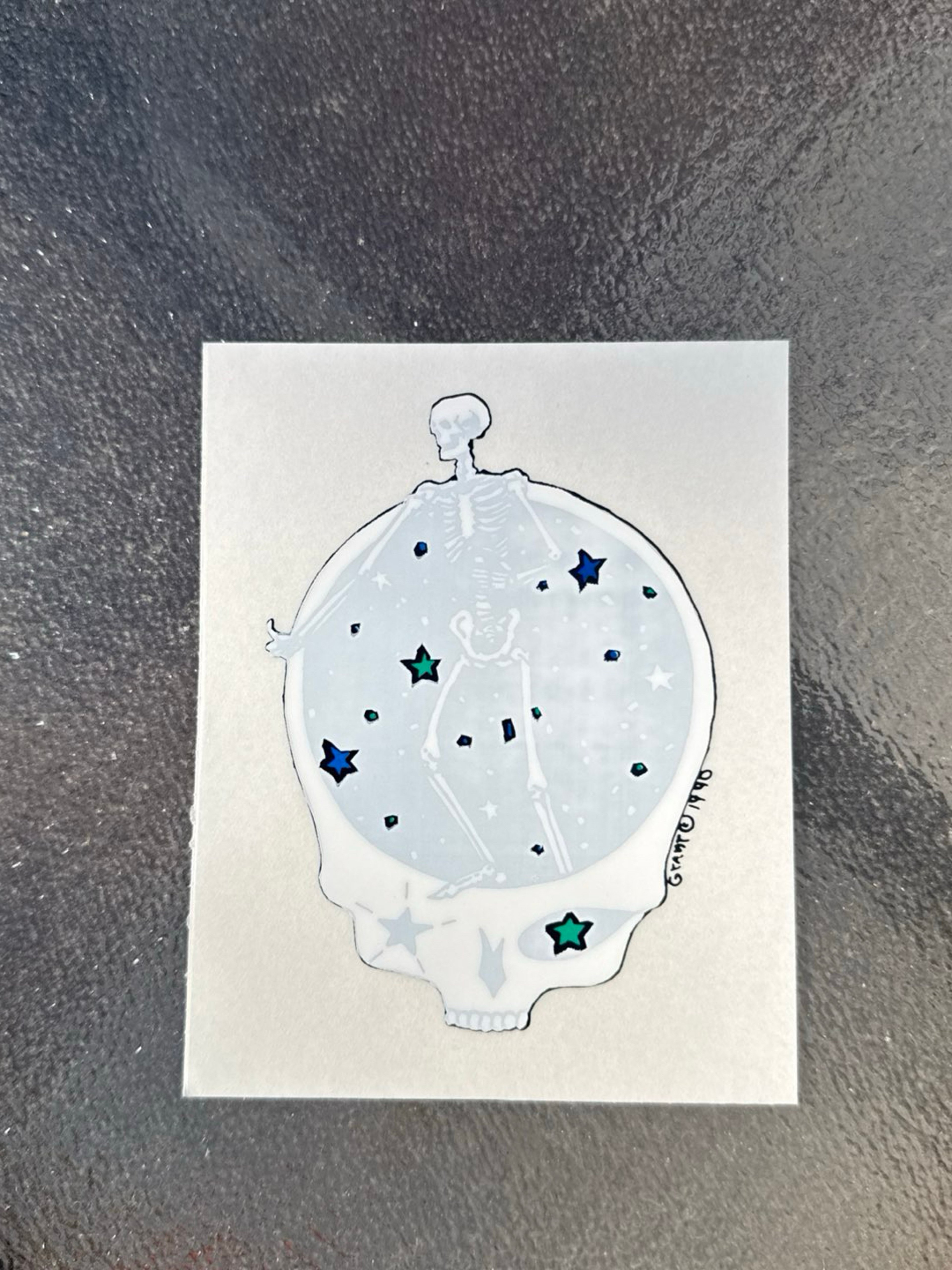 Grateful Dead Head Decal Skull Dancing Skeleton Stars Vinyl Window Sticker 1990 image 0