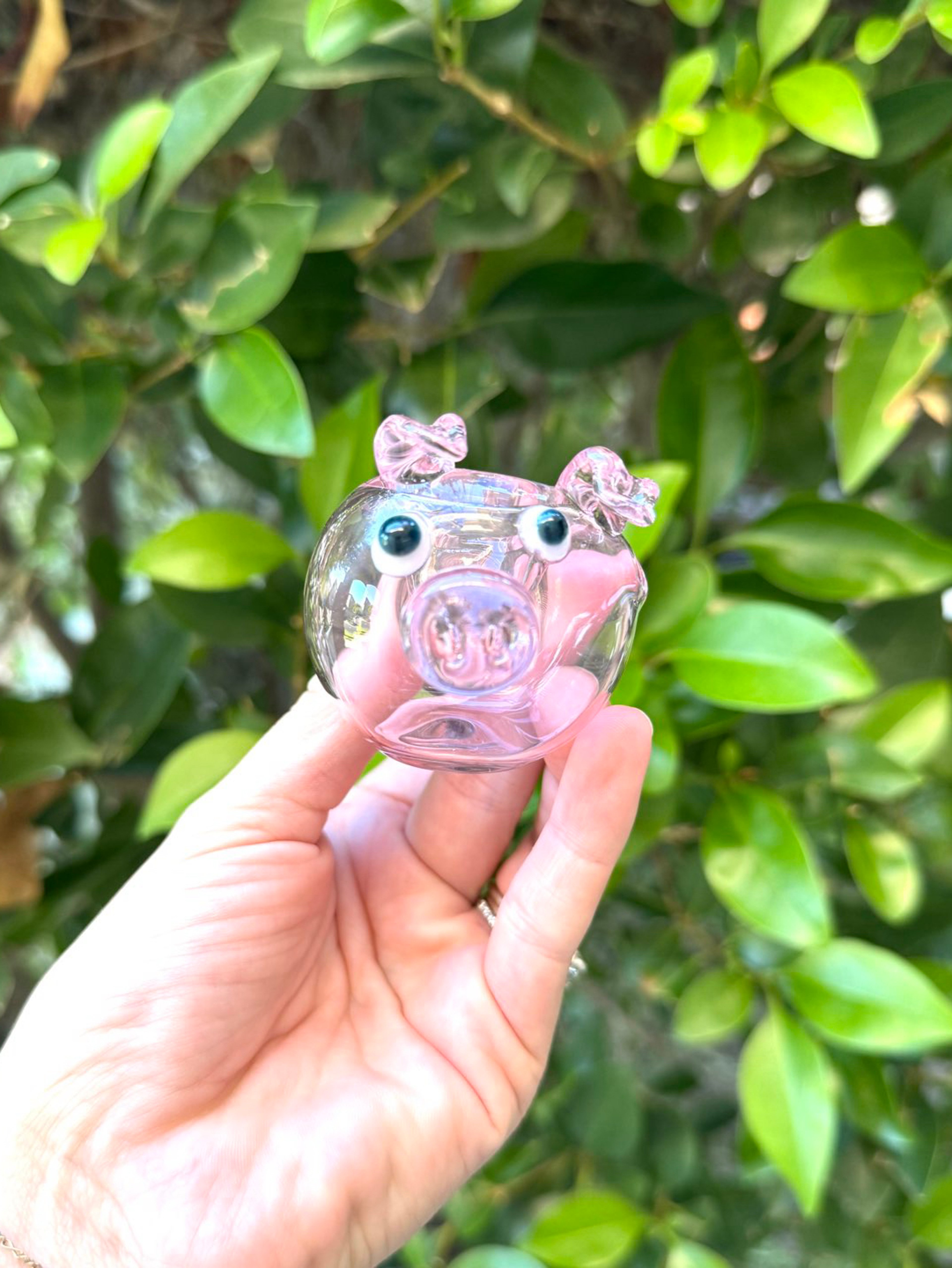 Preview pic of Pink Piggy Glass Hand Pipe
