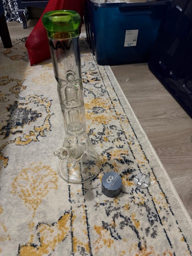 Preview pic of Mav bong with two percalators and a Compton grinder combo